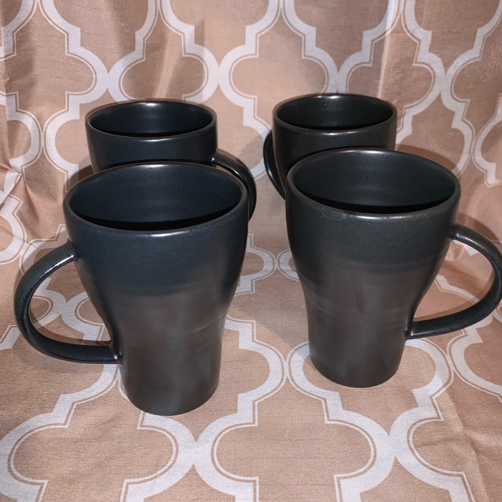Set of 8 Mikasa Studio Glaze Black Mugs 5” tall